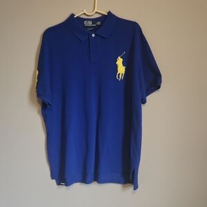 Polo by Ralph Lauren Blue and Yellow Polo Shirt with Iconic Logo